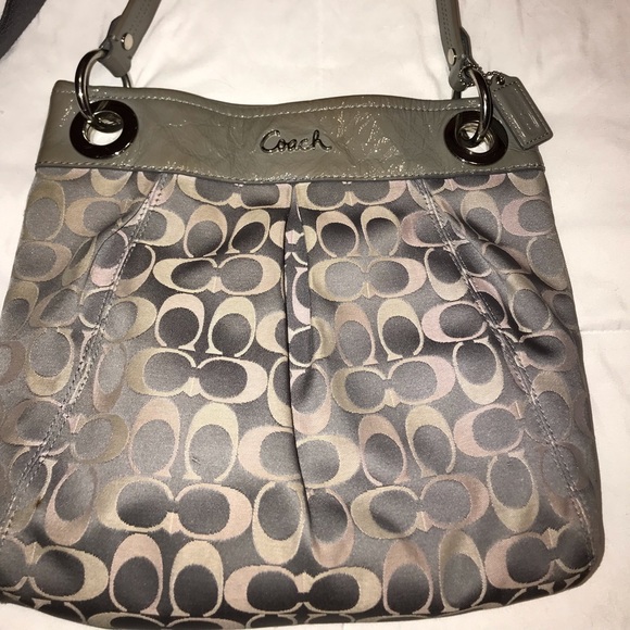 Coach purse, medium, pink/gray. - Picture 1 of 5